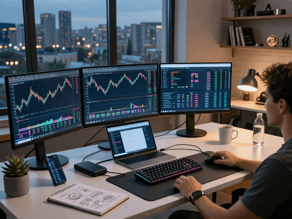 MetaTrader 5 官网的专业交易桌面环境，显示加密货币投资图表与市场分析工具