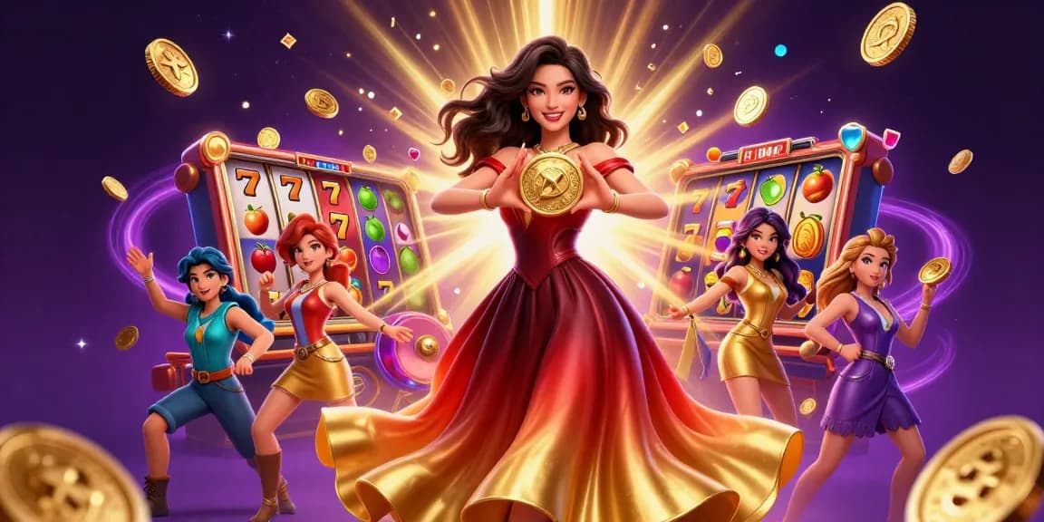 Experience the thrill of link slot gacor with a dynamic scene of winning symbols and coins raining down.