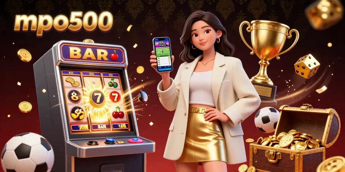 Experience mpo500 with a vibrant 3D illustration showcasing a thrilling casino scene full of excitement.