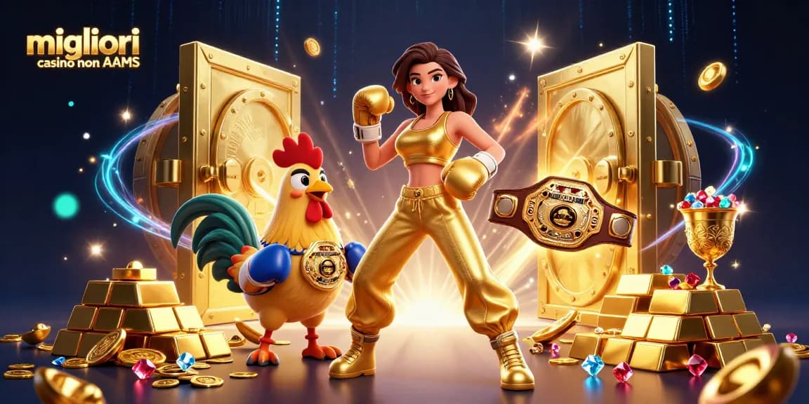 Scopri l'emozione dei migliori casino non AAMS con una brillante illustrazione 3D di una coppia di campioni.