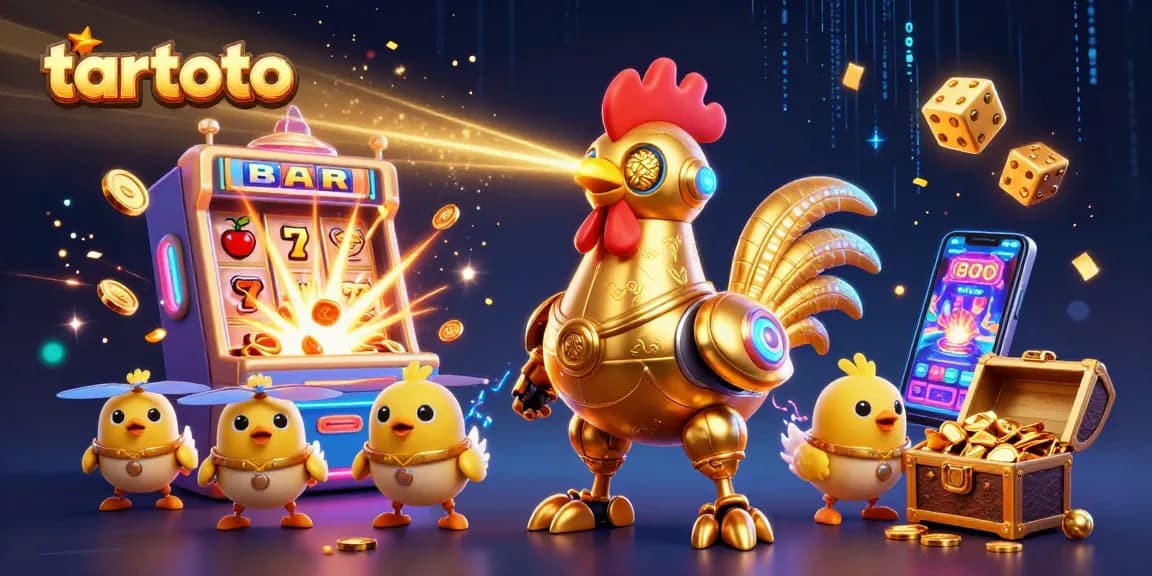 Experience thrilling gameplay at tartoto with a golden robot and jackpot explosion.
