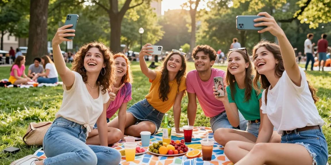 Identifying celebrities look alike in a vibrant urban park scene.
