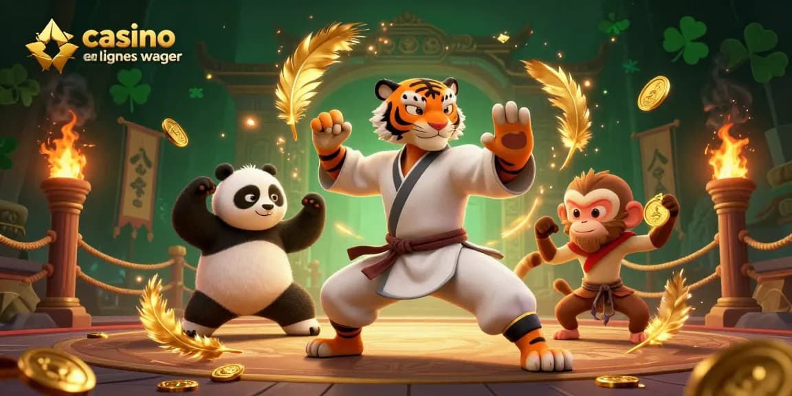 Casino en ligne sans wager : ambiance immersive avec un tigre maître et un panda dans une scène de jeu captivante.