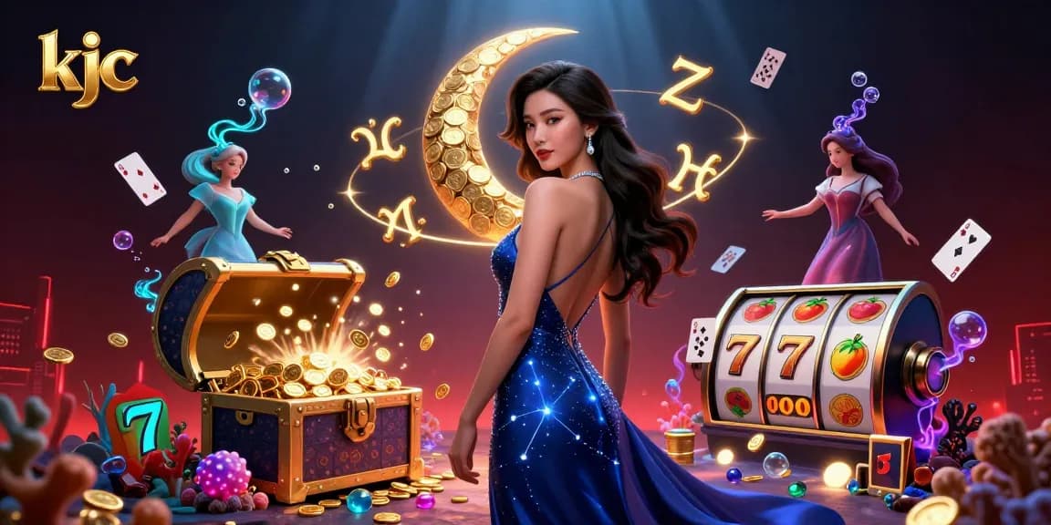 Experience the thrilling excitement of KJC with a captivating casino scene featuring stunning characters and dynamic game elements.