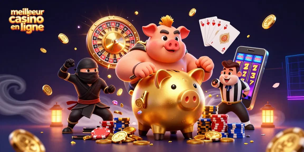 Jouer au meilleur casino en ligne avec d'énormes pièces d'or et des illustrations dynamiques de jeux.