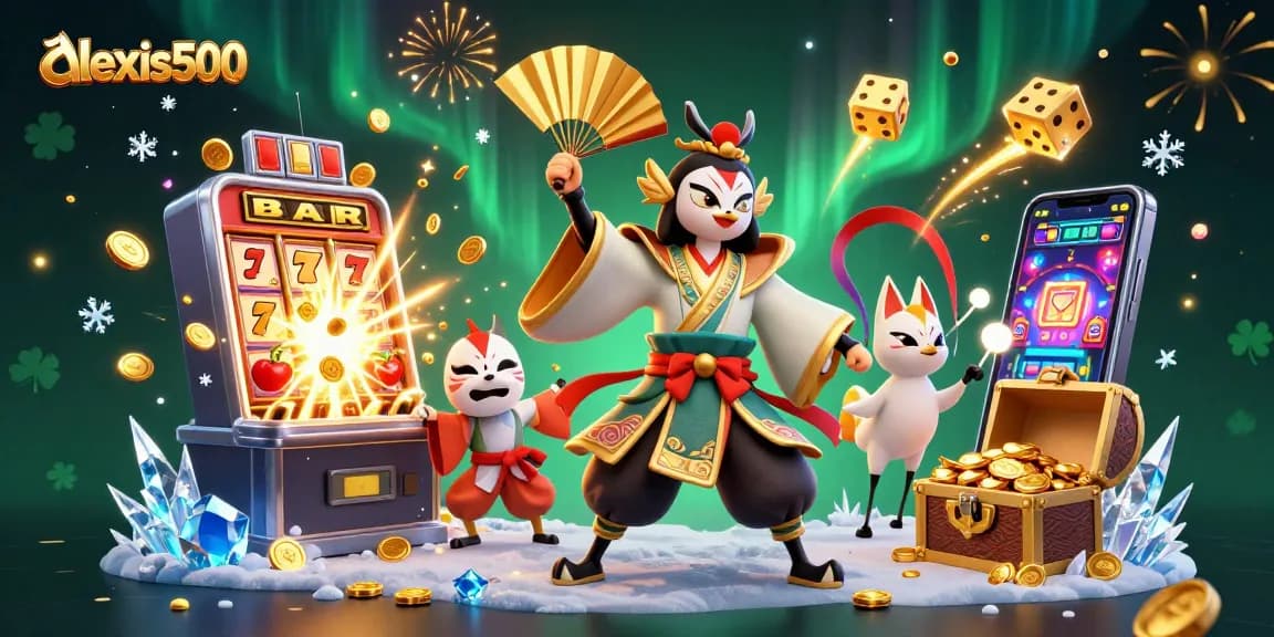 Engage with alexis500's vibrant casino-themed illustration featuring dynamic slot games and characters.
