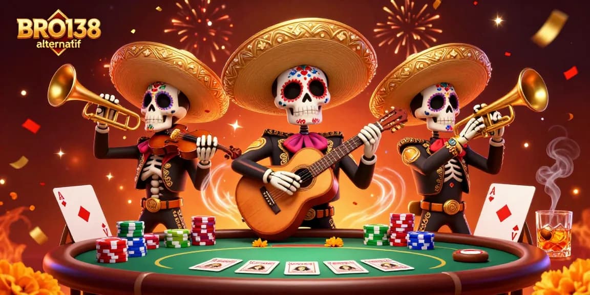 Experience thrilling gameplay at BRO138 alternatif with vibrant casino elements and festive characters.