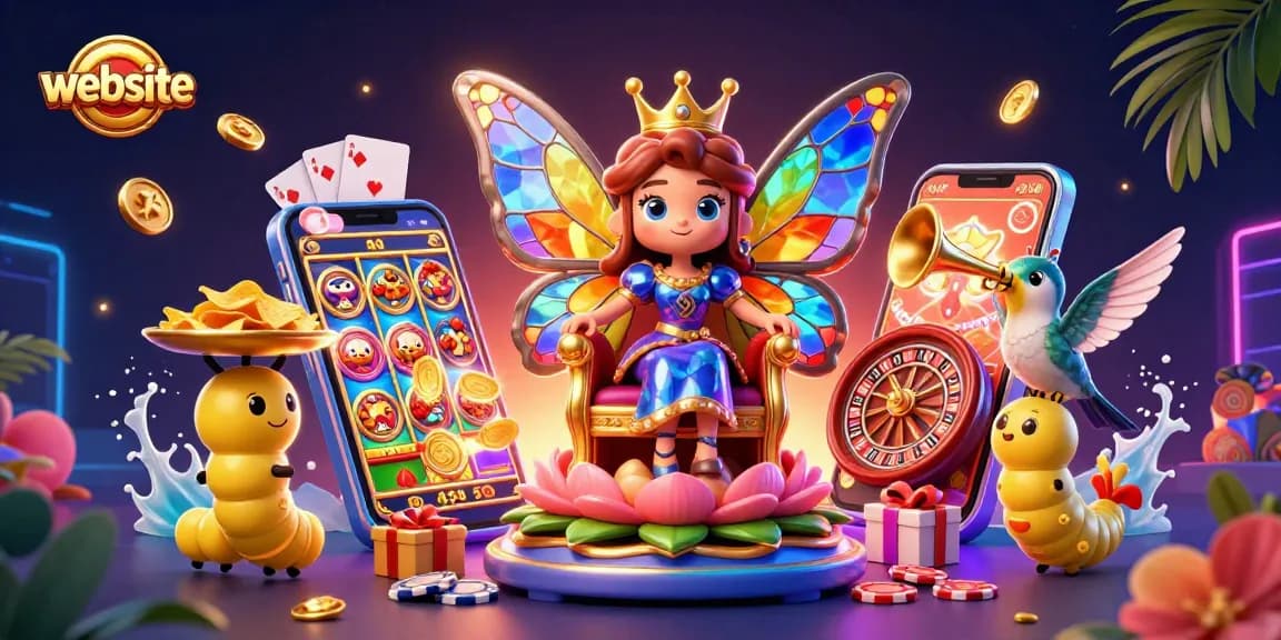 Bermain slot di website dengan ratu kupu-kupu dan elemen kasino yang menakjubkan.