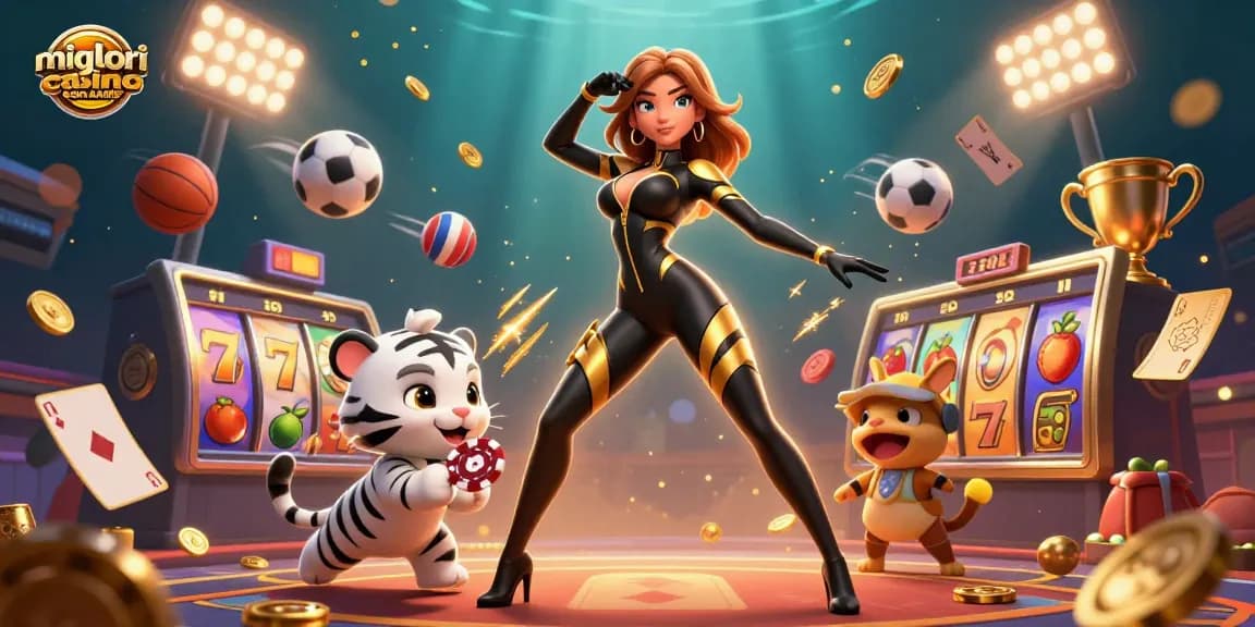 Migliori casino non AAMS: Illustrazione eccezionale che mette in evidenza un gameplay dinamico con un personaggio straordinario e elementi vivaci.