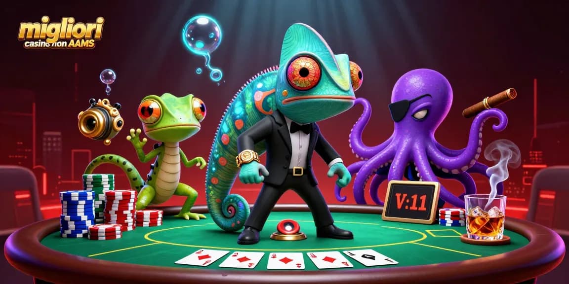 Migliori casino non AAMS in vetrina con personaggi dinamici ed elementi di gioco ricchi attorno a loro.