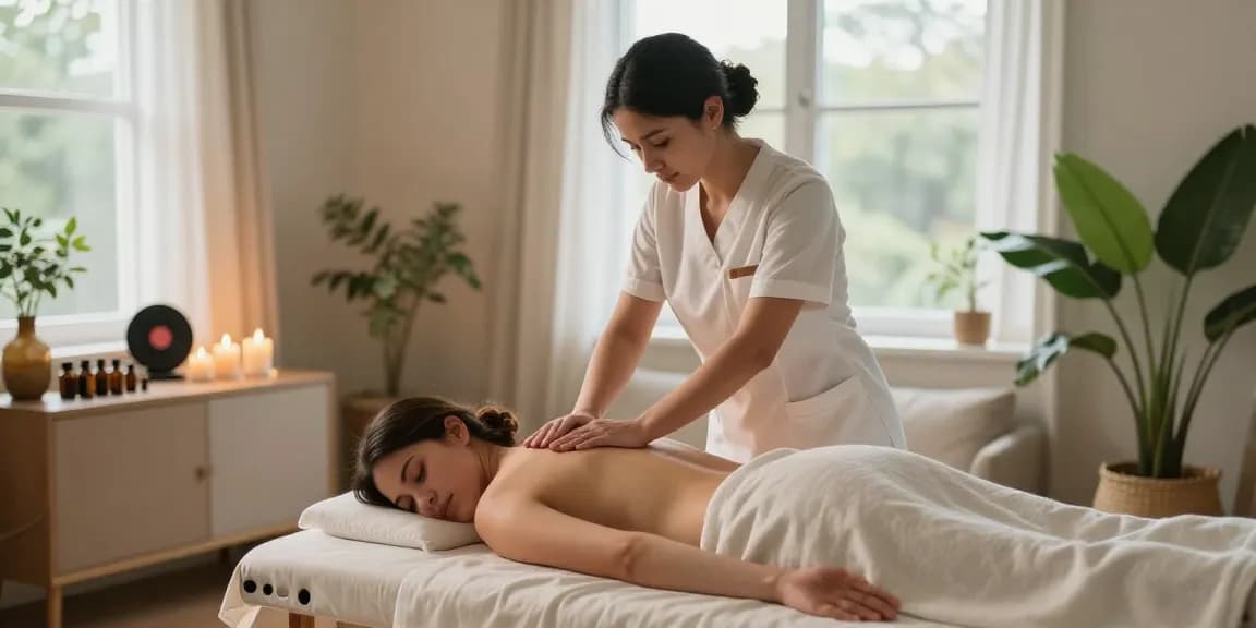 하남출장안마 전문 마사지사와 편안한 고객의 모습, 따뜻한 분위기 조성