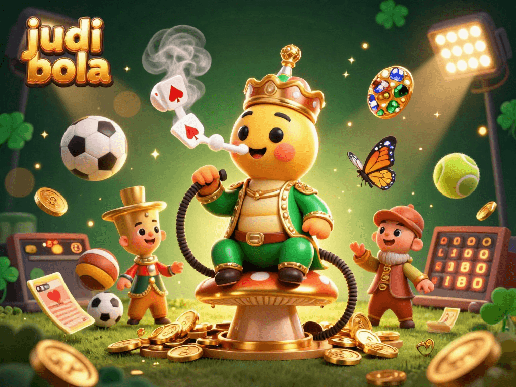 Experience judi bola excitement with dynamic sports elements and vibrant visuals in this 3D illustration.