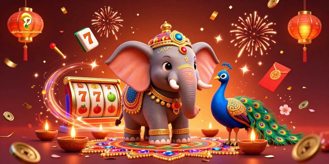 Bet big with spiritualcinemaalliance, enjoying vibrant slot games amid a festive 3D illustration.