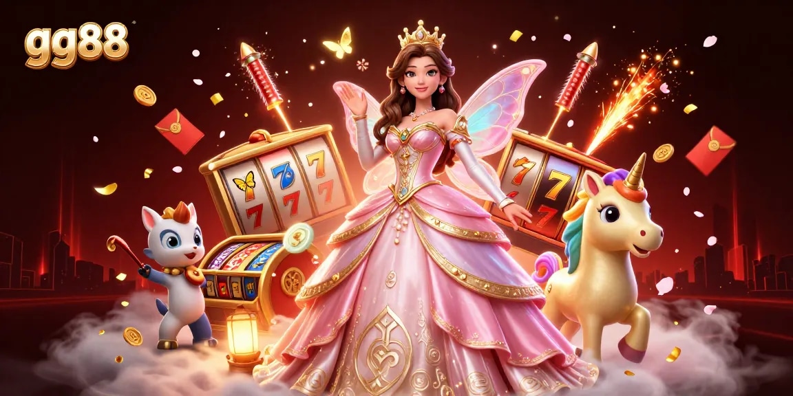 Engage with gg88's thrilling slots and games through this vibrant digital illustration capturing excitement.