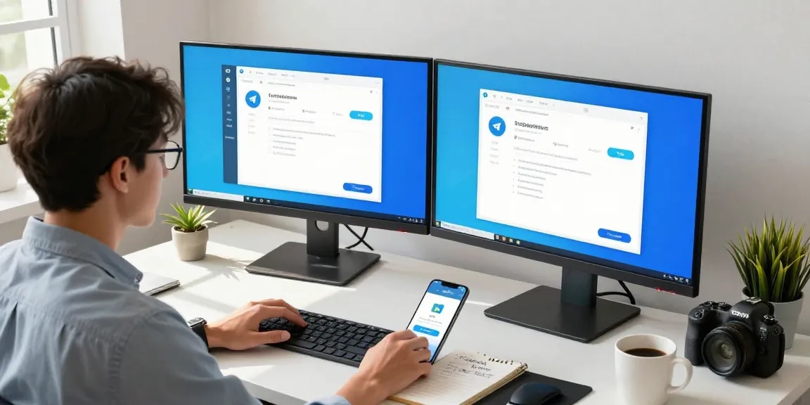 Telegram China registration guide in a modern workspace with tech tools for effective setup.