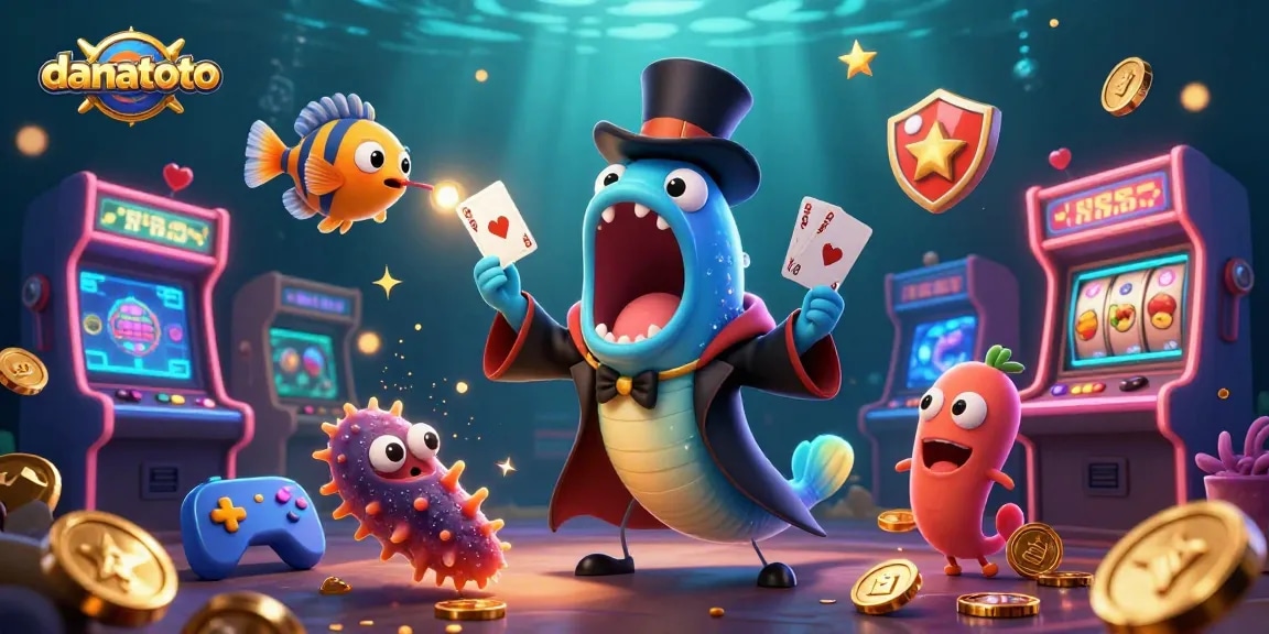 Experience the magic at danatoto with vibrant 3D gaming characters in a rich casino scene.