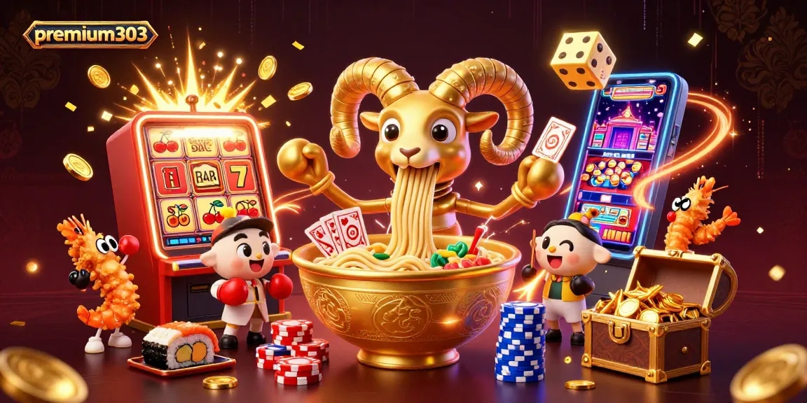 Experience mega wins with premium303 at this vibrant slot game scene featuring dynamic characters and jackpot excitement!