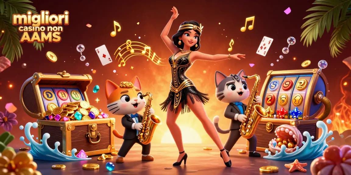 Scene illustrate dei migliori casino non AAMS che mostrano elementi e personaggi dinamici del casinò