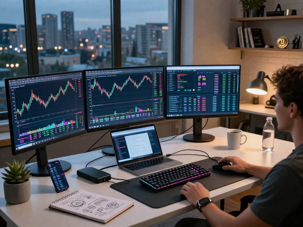 MetaTrader 5 官网的专业交易桌面环境，显示加密货币投资图表与市场分析工具