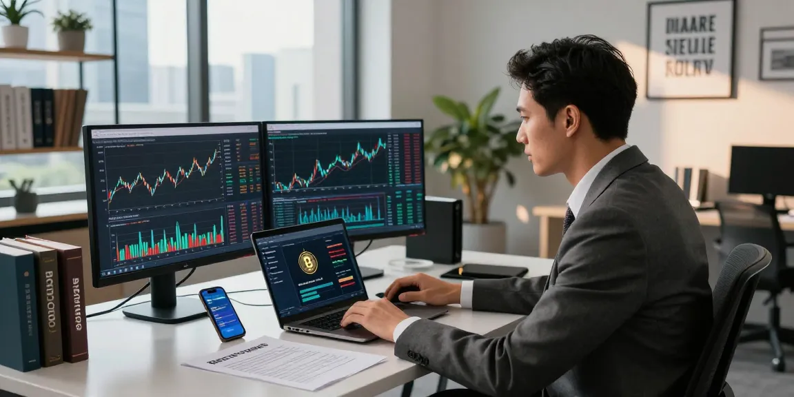 Recover lost crypto strategies in a professional finance office, expert analyzing market data.