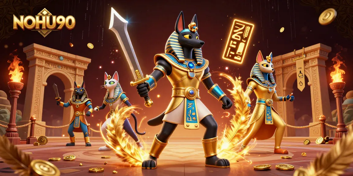 Experience winning strategies with NOHU90 in a vibrant 3D casino illustration packed with action.