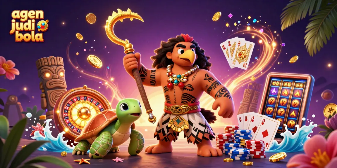 Experience the thrill of agen judi bola with a dynamic scene of a demigod performing daring bets.