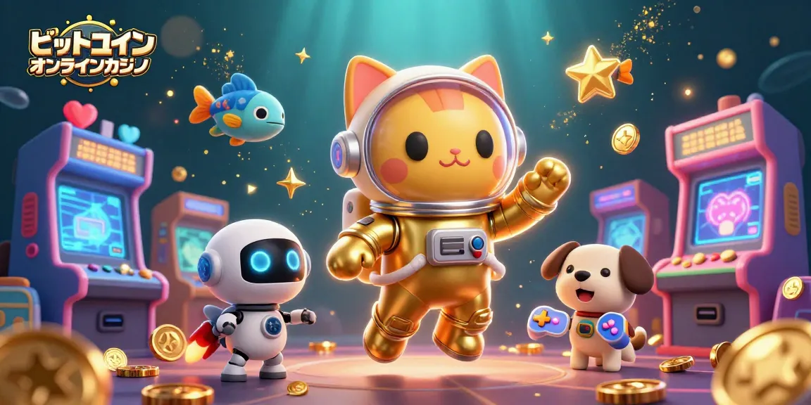 ビットコインオンラインカジノで遊ぶ多彩なゲーム要素が満載のイラスト