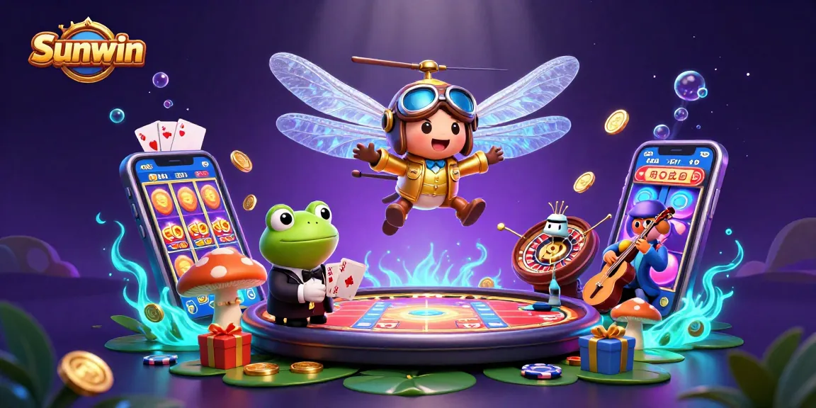 Experience thrilling slots on Sunwin with captivating casino-themed illustration.