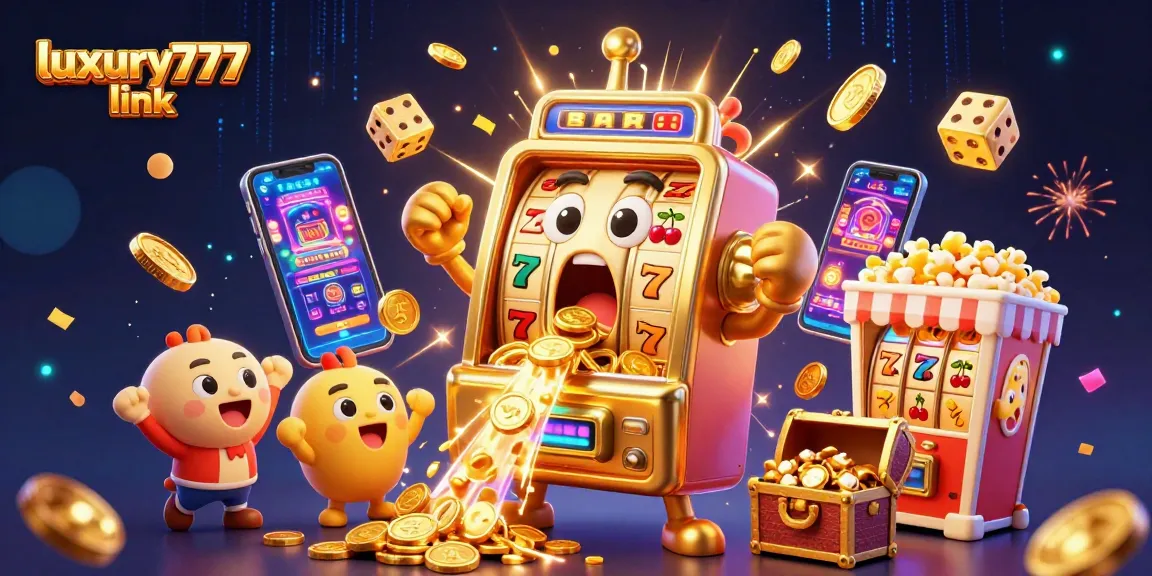 Experience winning excitement with luxury777 link, featuring animated jackpot celebrations and slot machines.