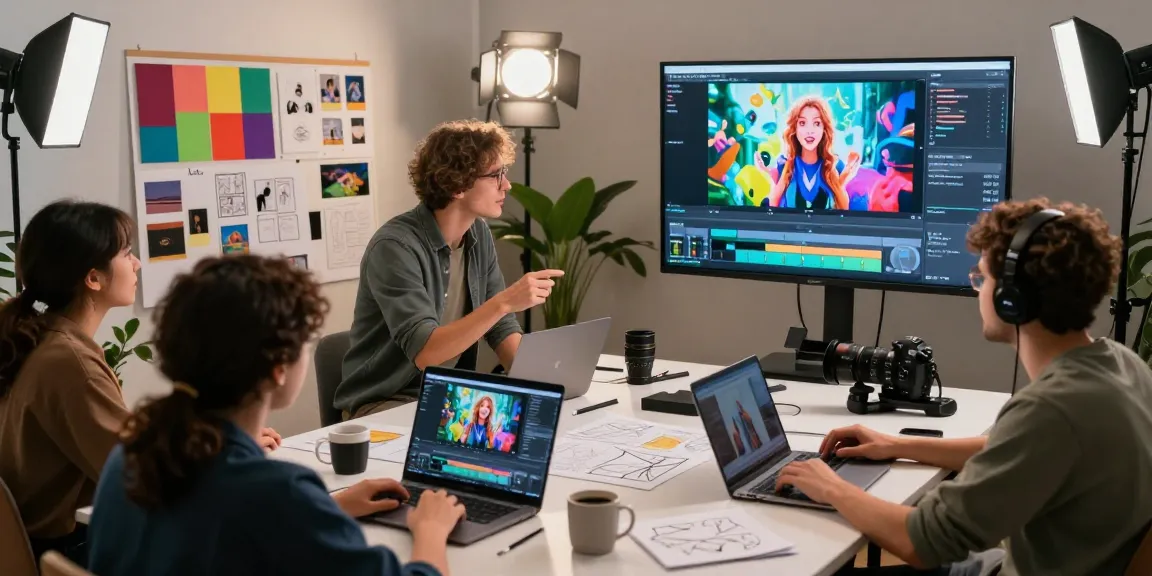 Collaborative video production team using seedance 2.0 in a modern studio environment