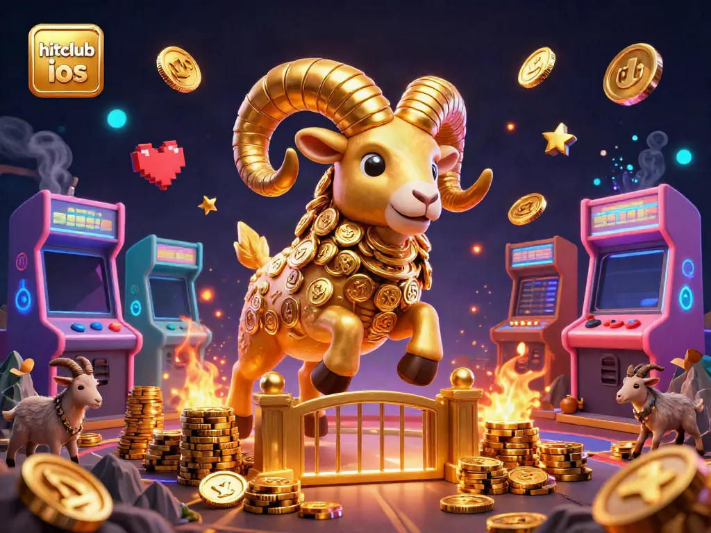Experience gaming thrills with the hitclub ios golden ram charging through a vibrant casino scene.