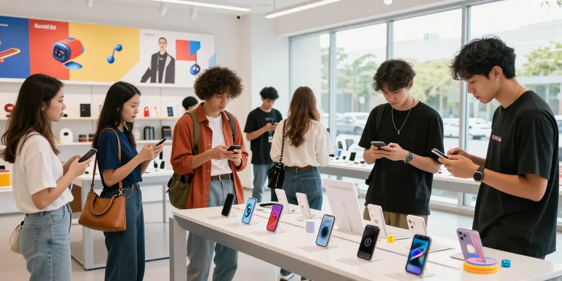 Youth engaged in vibrant shopping experience featuring trendy rokok88 lifestyle products in modern retail setting.