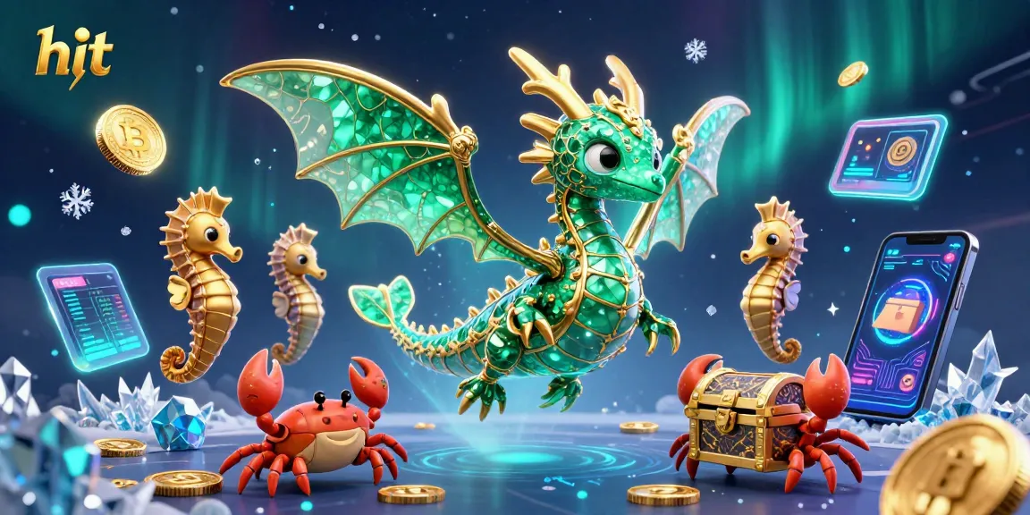 Hit casino players engage with crypto elements amid luminous treasures and vibrant underwater scene.