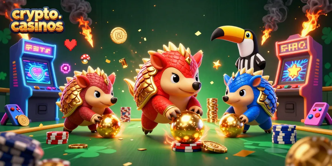 Découvrez les crypto casinos avec des pangolins amusants jouant aux jeux d'arcade en 3D.