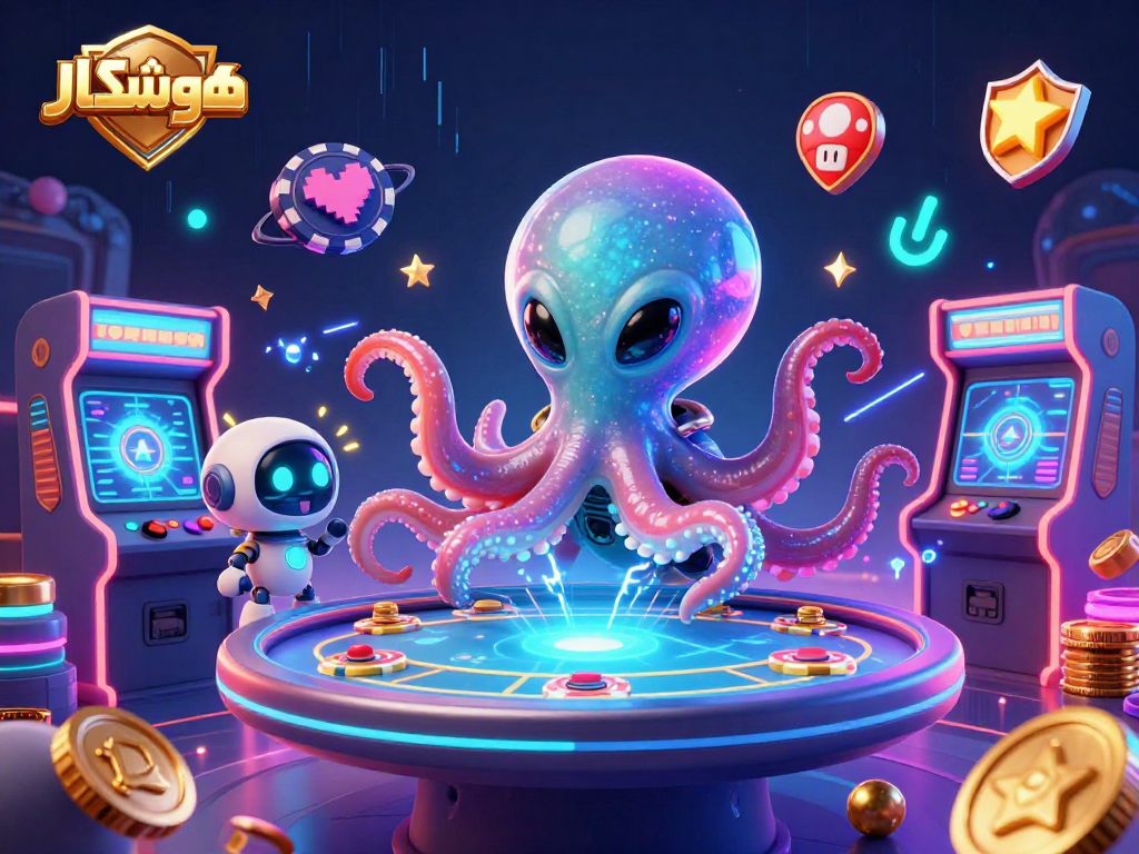 Play thrilling poker with هوشمندکار at a vibrant 3D alien casino, featuring captivating gaming experiences.