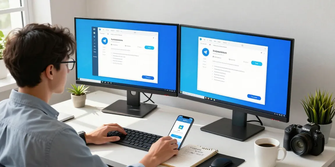 Telegram China registration guide in a modern workspace with tech tools for effective setup.