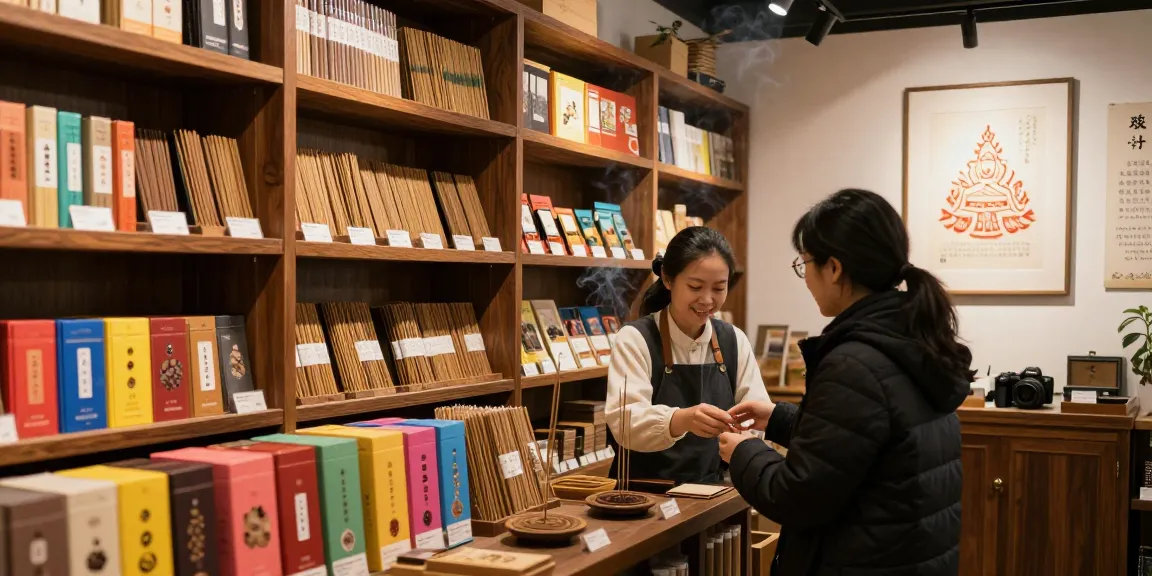 Buy incense near me while browsing aromatic sticks in a cozy shop