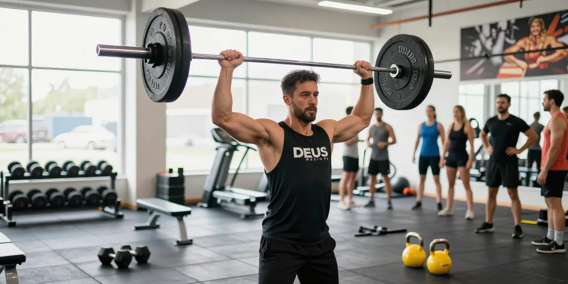 Active workout at Deus Medical Shop with athletes showcasing strength and motivation in a modern gym environment.