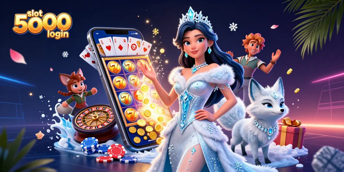 Engaging scene highlighting slot 5000 login with vibrant slot game elements and an enchanting character.