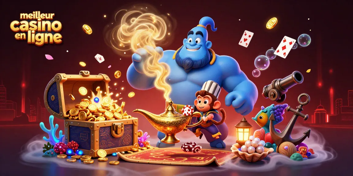 Commencez votre aventure dans le meilleur casino en ligne avec des personnages fantastiques et des trésors flottants.