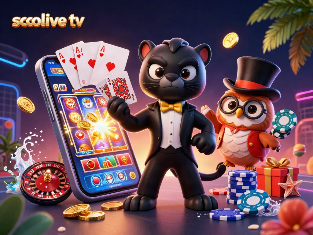 Socolive TV offers a vibrant 3D scene with characters engaging in a lively gambling atmosphere, showcasing interactive gaming elements.