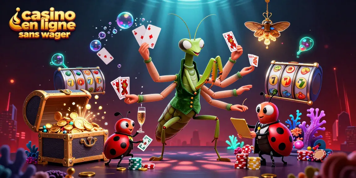 Découvrez l'univers du casino en ligne sans wager, avec des personnages animés, des jeux de machine à sous et une ambiance festive.