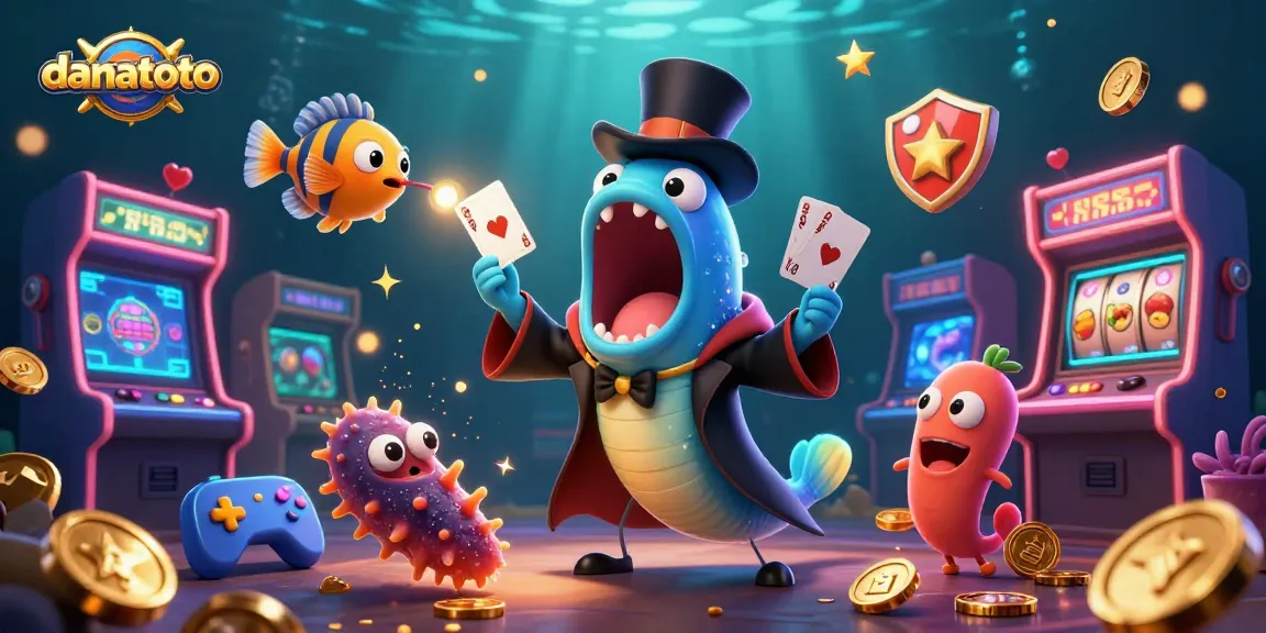 Experience the magic at danatoto with vibrant 3D gaming characters in a rich casino scene.