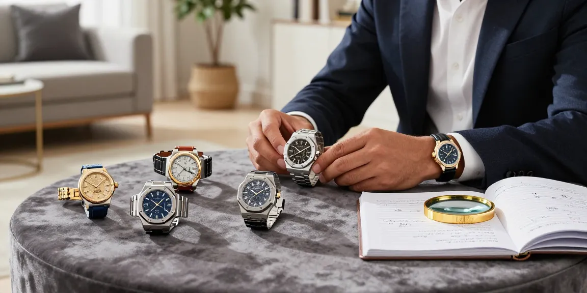 Person exploring stunning replica watches on a velvet table, highlighting luxury and design detail.