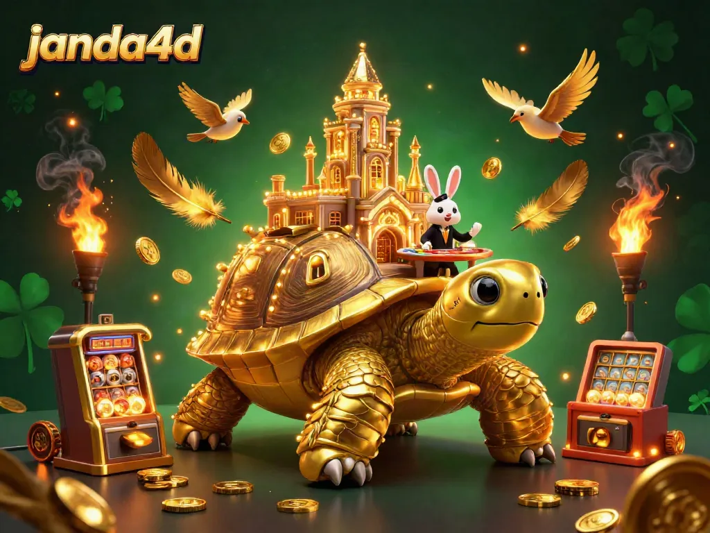 Mainkan permainan togel online di janda4d dengan dealer kelinci dan simbol keberuntungan.