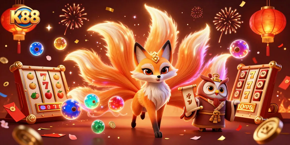 K88 showcases vibrant casino excitement with a mystical nine-tailed fox and enchanting elements.