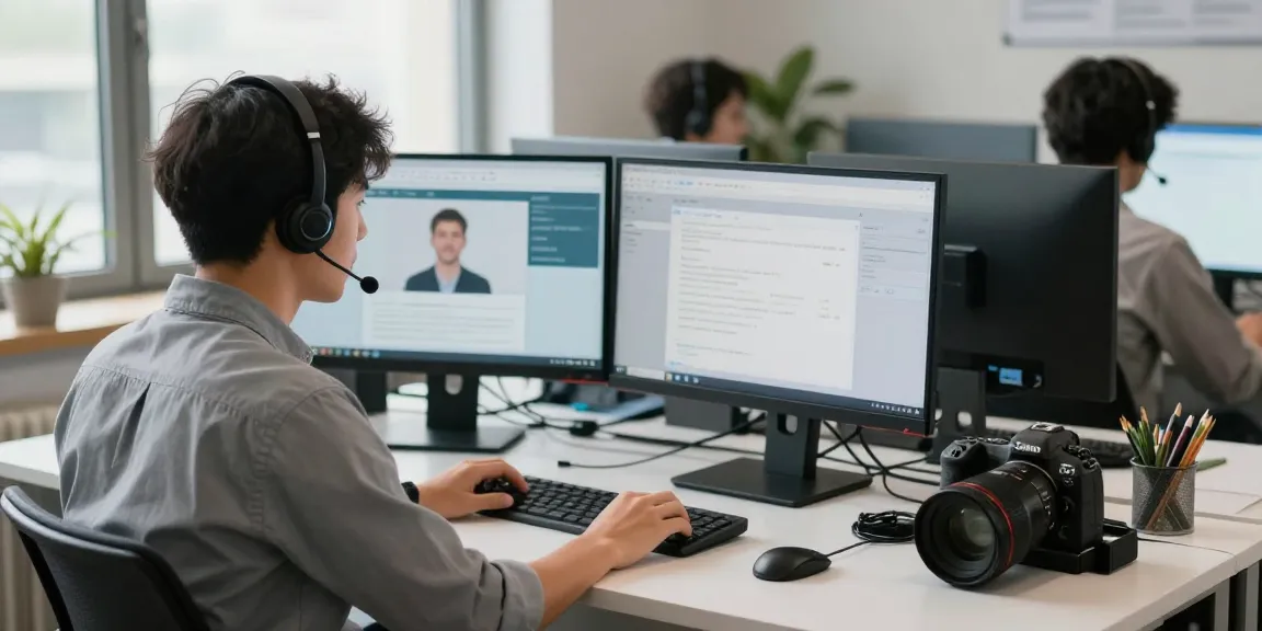 Telus-Technical-Support representative assisting clients in a modern workspace.