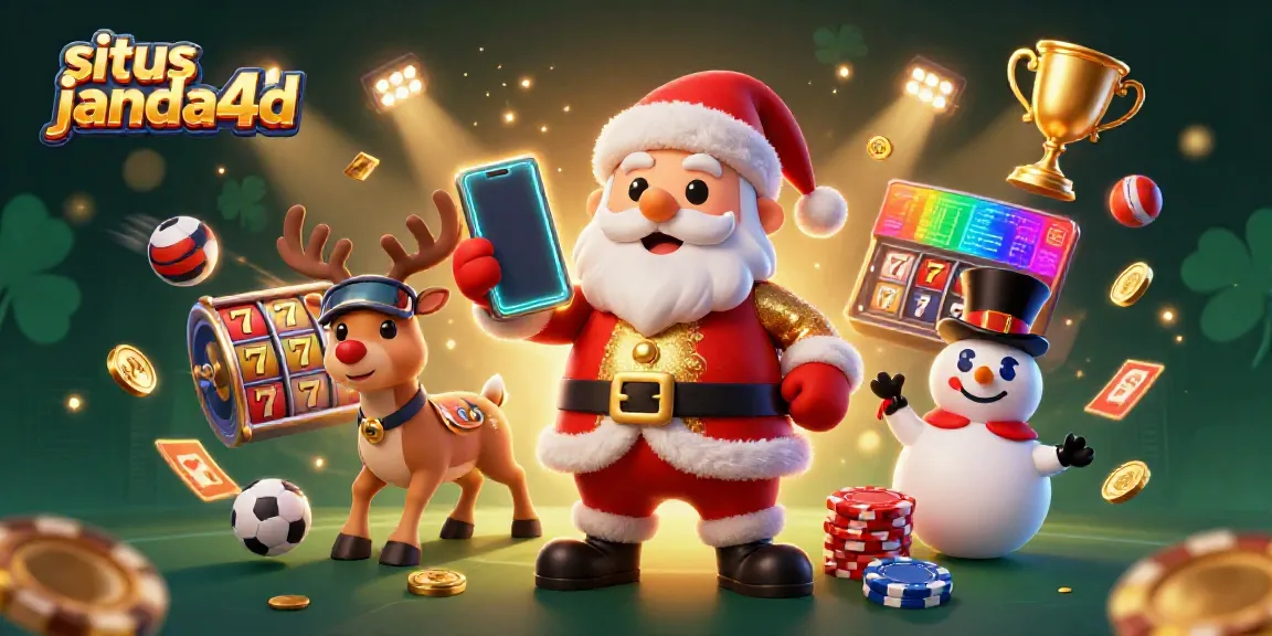 Menggandakan keseruan bermain di situs janda4d dengan Santa Claus, rusa, dan salju yang tampil di kasino.