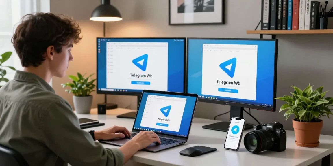 telegram china web login on a laptop in a modern workspace with VPN