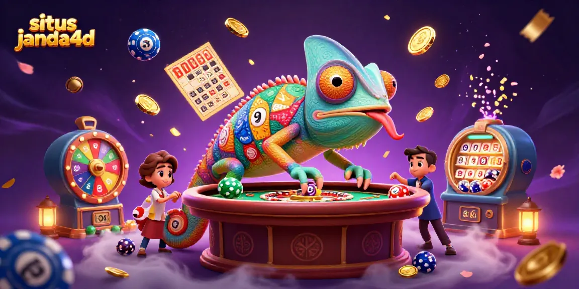 Slot menarik di situs janda4d, chameleon kasino mengawasi permainan dengan elemen dinamis berwarna-warni.